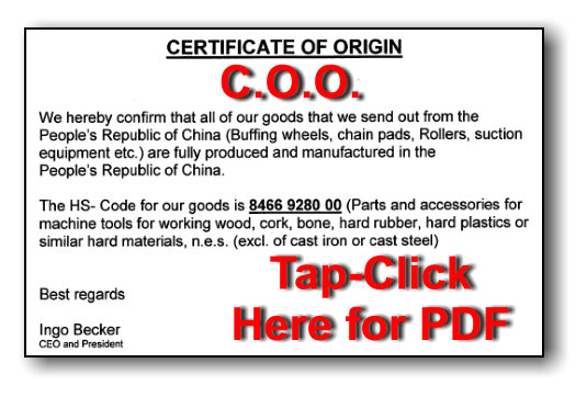 Tap/Click to download Certificate of Origin...